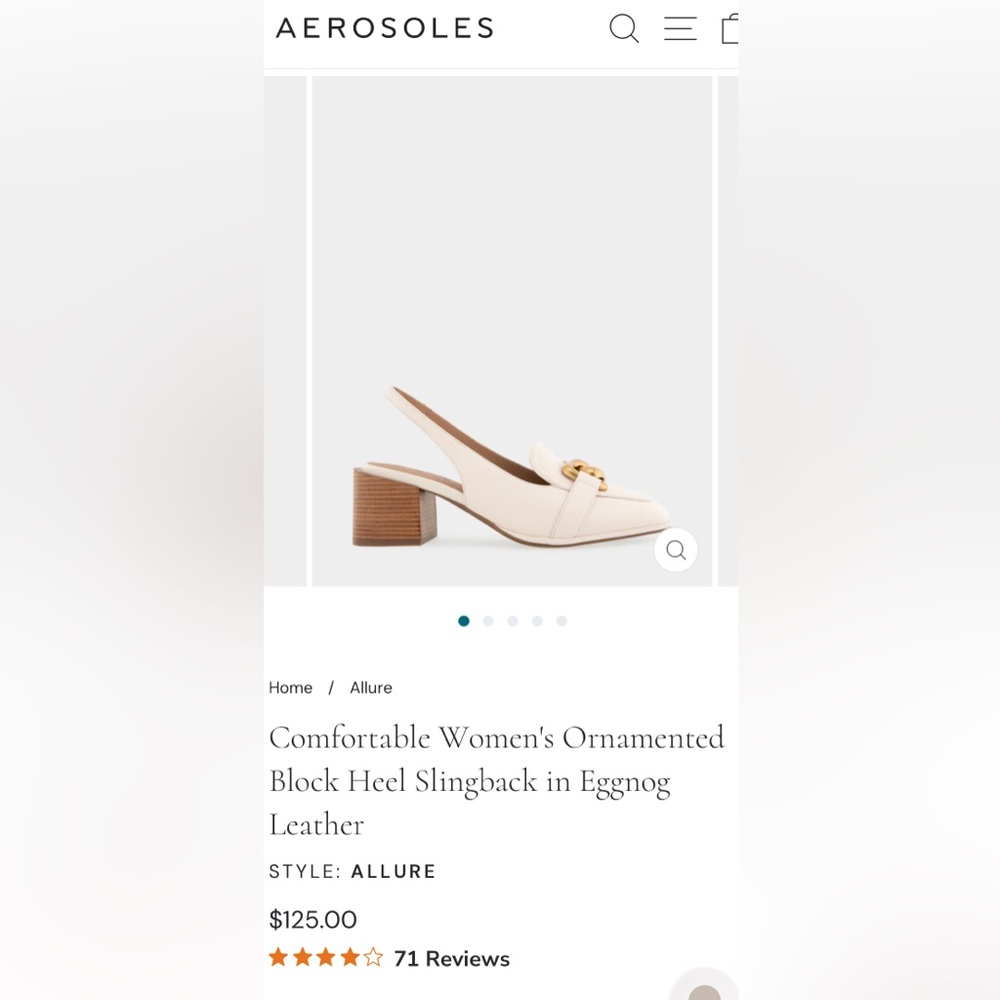 NWT AEROSOLES Women's Eggnog Slingback Heels - Picture 2 of 10